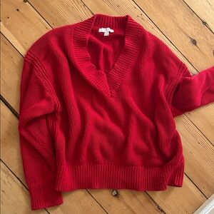 j crew relaxed fit 100% cotton v neck sweater